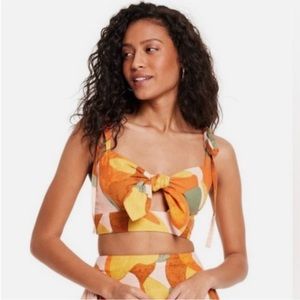 FE NOEL X Target 2 Pc Set Skirt and Top Orange multicolor linen blend